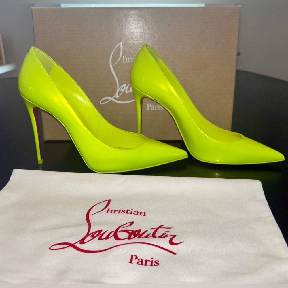 Christian Louboutin Kate 100 Neon Fluo Yellow Perle